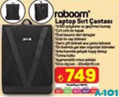 ROBOOM LAPTOP SIRT ÇANTASI ROBOOM LAPTOP SIRT ÇANTASI